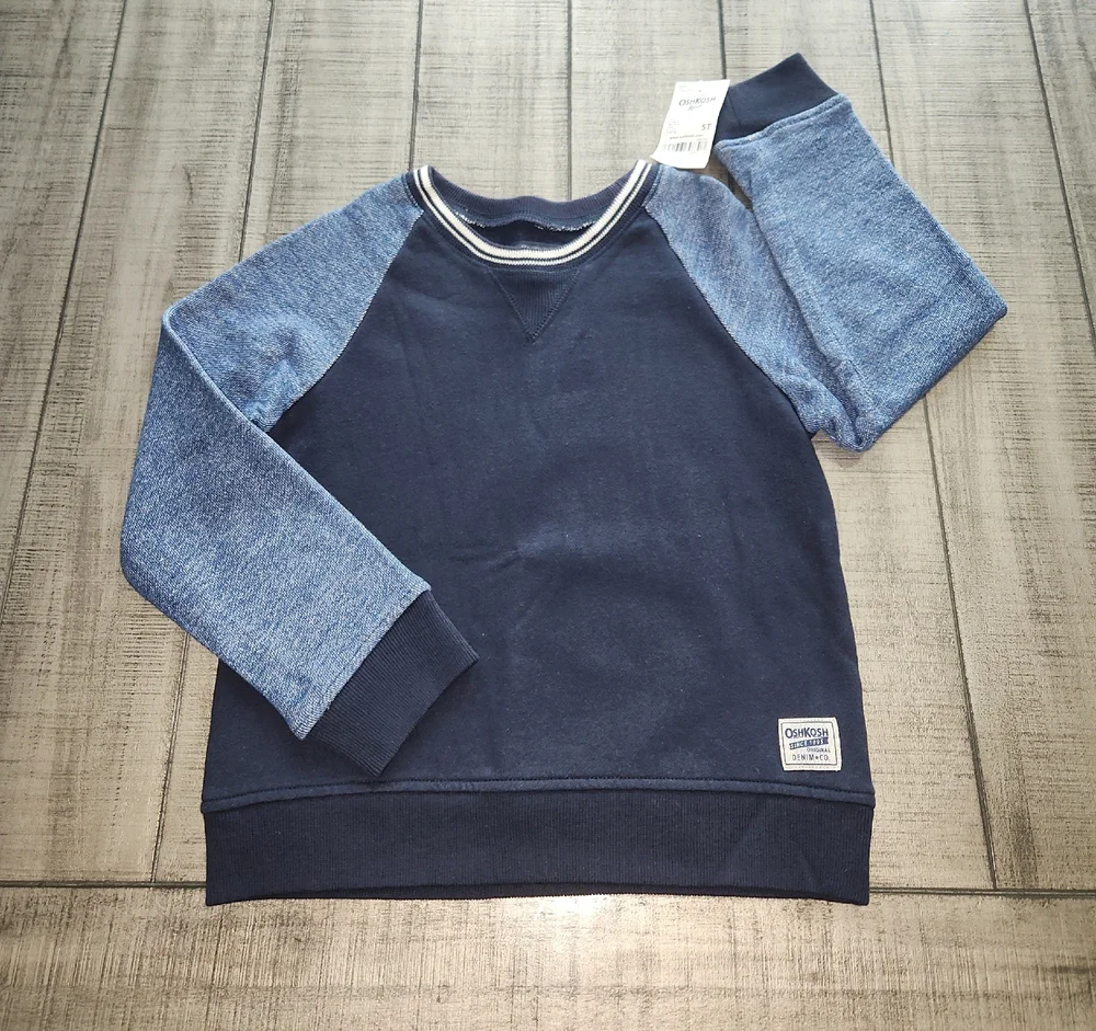 NWT Oshkosh B'gosh Navy and Blue Kids Raglan Sweatshirt